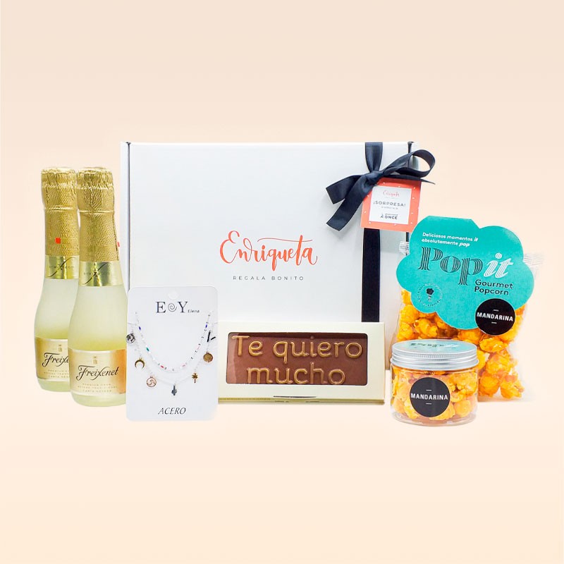 Cesta Regalo con Cava, Dulces y Colgante para Mujer image number null