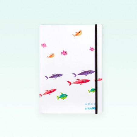 Cuaderno UNICEF tapa blanda modelo Peces cuadrícula