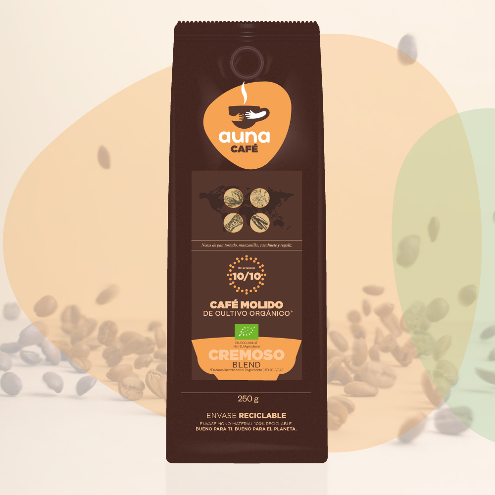 Café molido cremoso de cultivo orgánico  