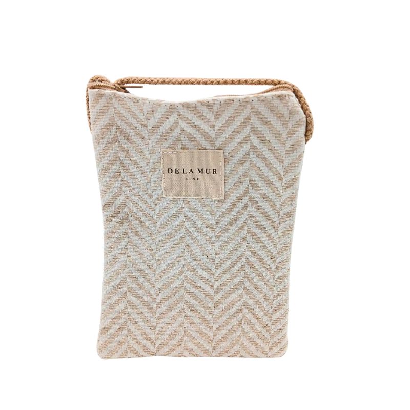 Bolso DE LA MUR para móvil de color beige con cremallera en la parte superior