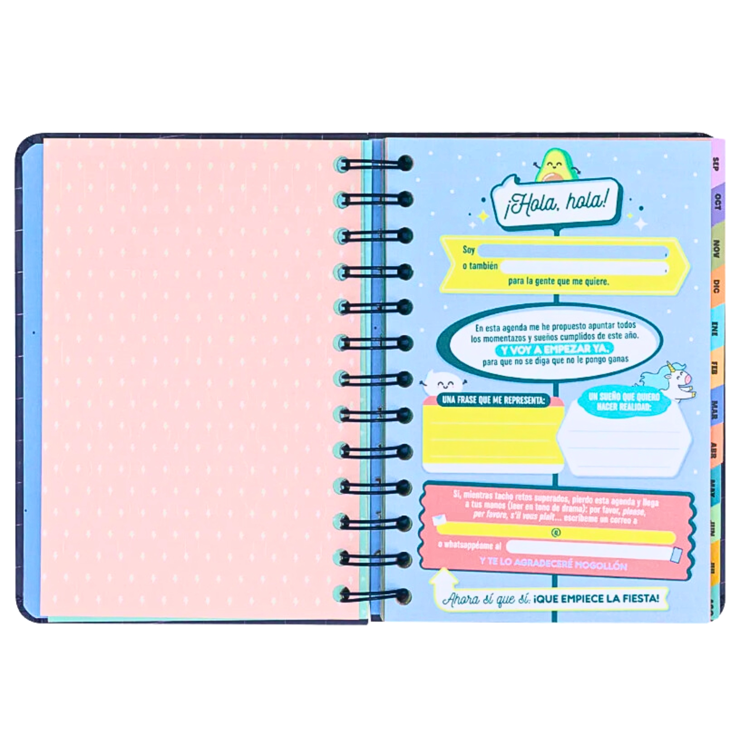 Imagen interior rosa agenda de la marca Mr Wonderful con la frase  Planes que Prometen y Sueños que Cumplen image number null