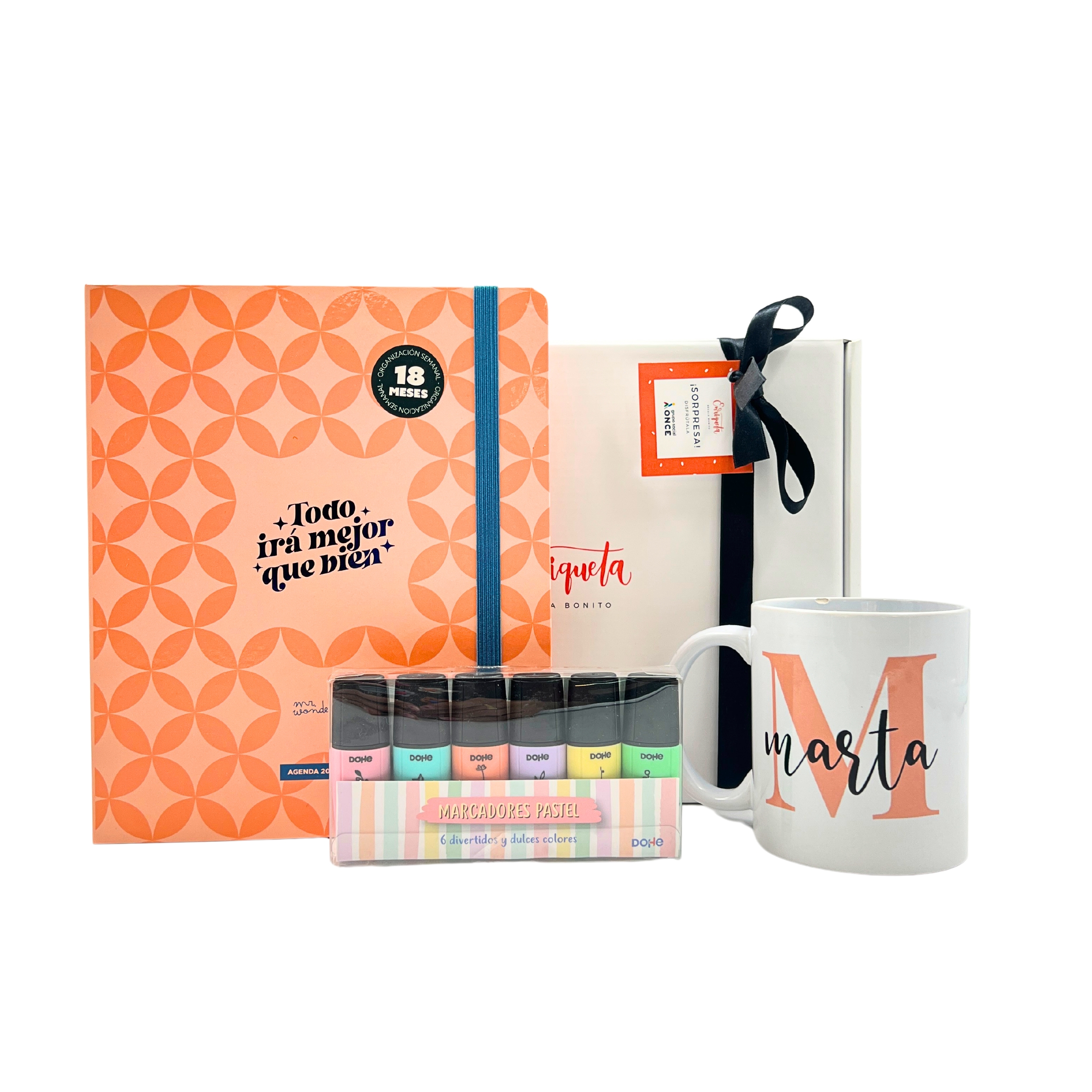 Imagen de Agenda Mr Wonderful, pack de subrayadores de color pastel y taza personalizada con el nombre de Marta image number null