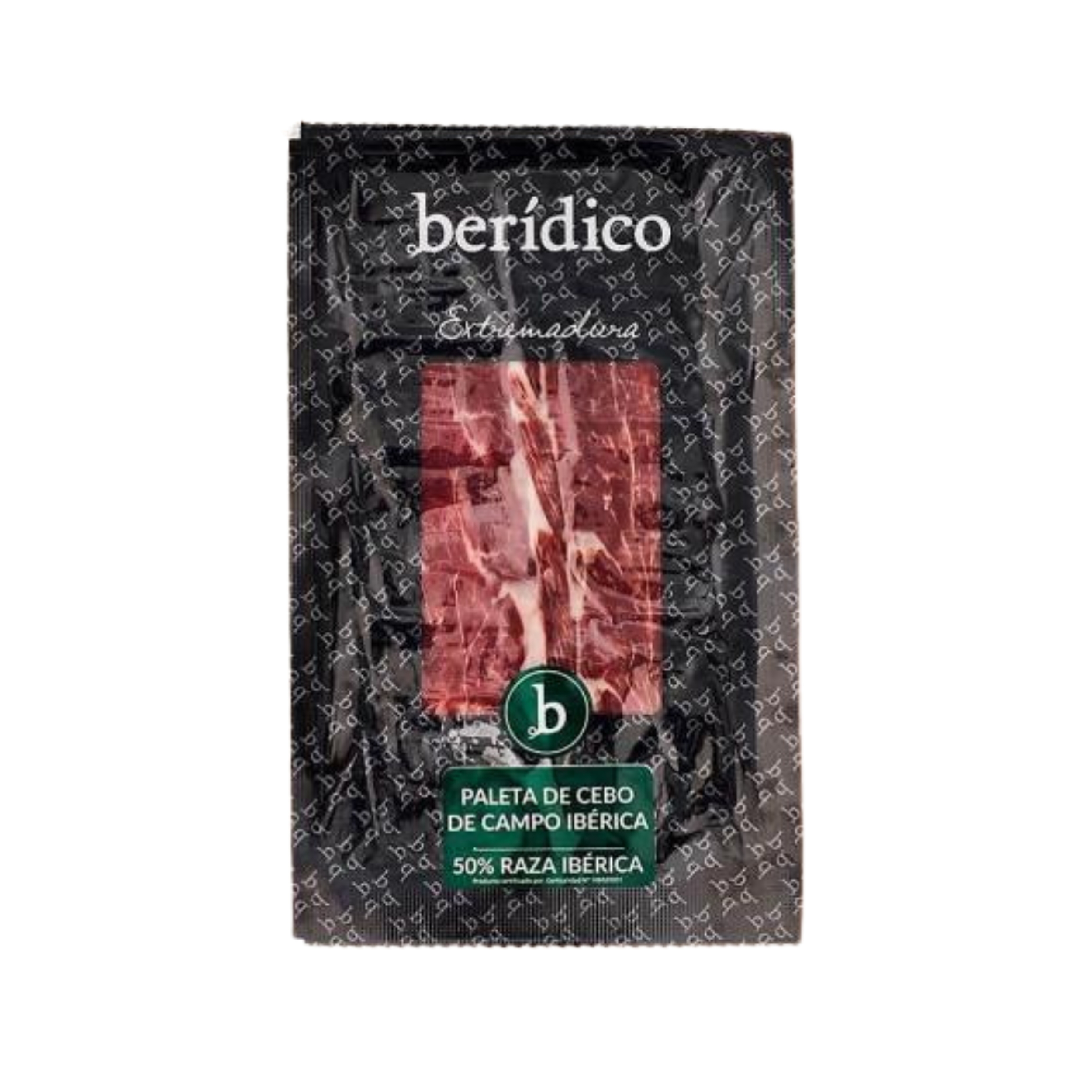 Imagen de sobre de 100 gramos de peso de paleta de cebo de campo ibérica cortada a mano de la marca Berídico