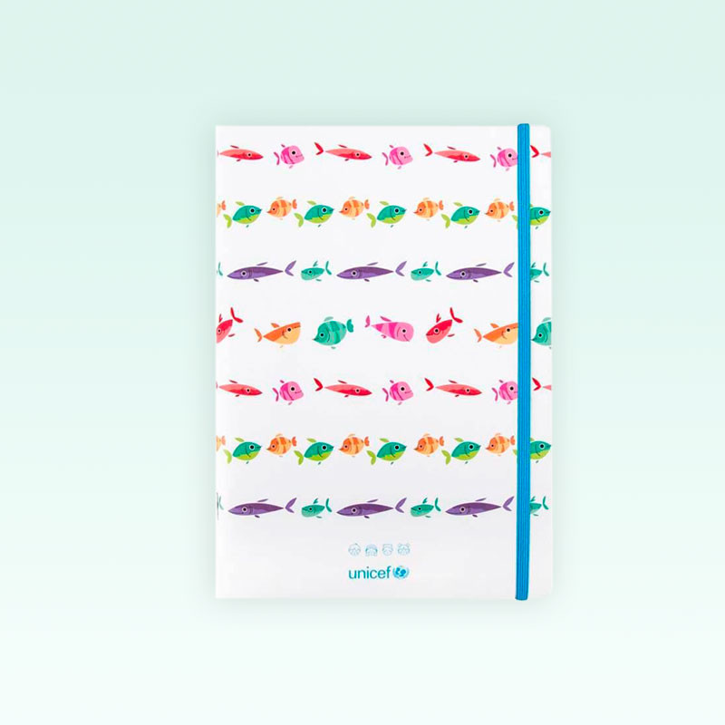 Cuaderno UNICEF tapa blanda modelo Peces liso image number null
