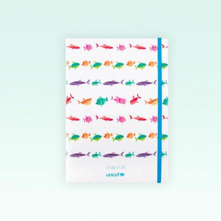 Cuaderno UNICEF tapa blanda modelo Peces liso