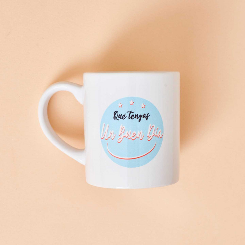 Taza regalo con mensaje 'Qué tengas un buen día"
