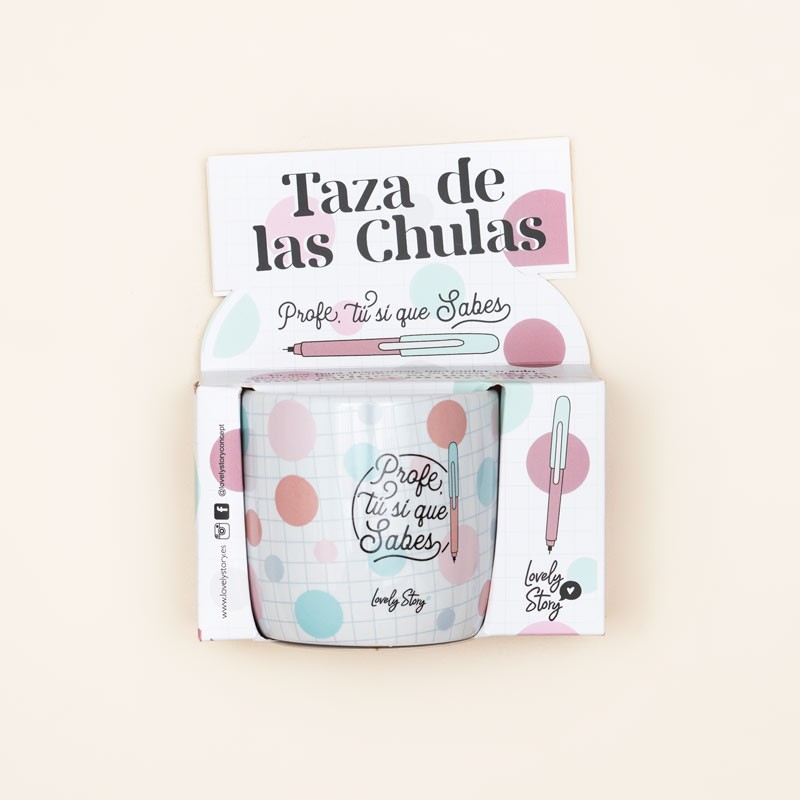 Taza con frase «Profe, tú si que sabes»