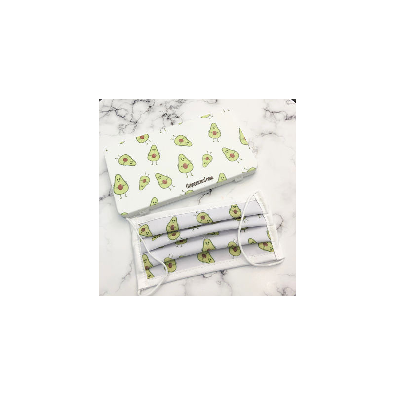 Kit mascarilla higiénica reutilizable  y portamascarillas modelo aguacates image number null