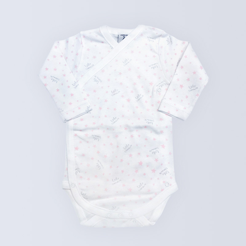 Body Bebé Multiestrellas Blanco y Rosa Babidú