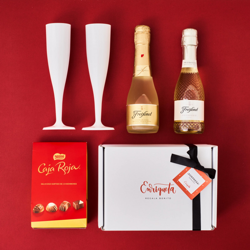 Cesta gourmet con cava, prosecco y bombones para dos image number null