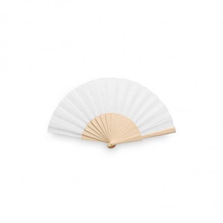 Abanico de Tela y Madera Blanco