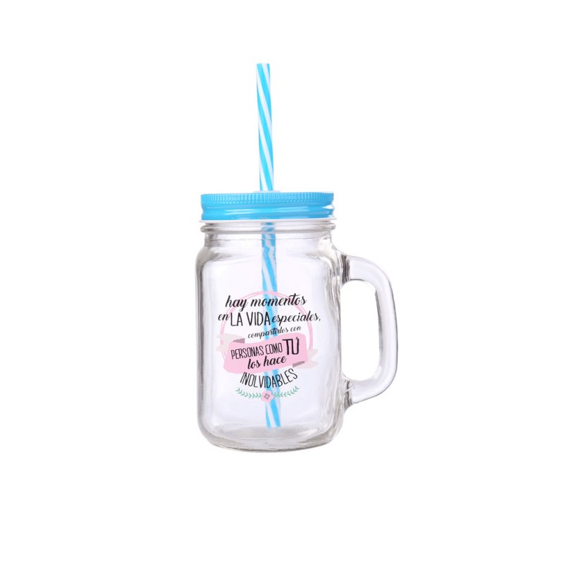 Jarra de Cristal con Pajita «Momentos especiales»