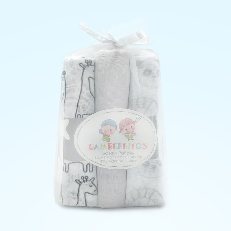 Pañales para Bebé Tela Blancos Gamberritos. Pack 3 Uds. image number null