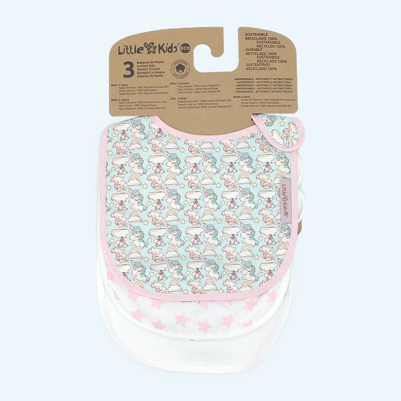 Pack 3 Baberos de punto Little Kids Unicornios