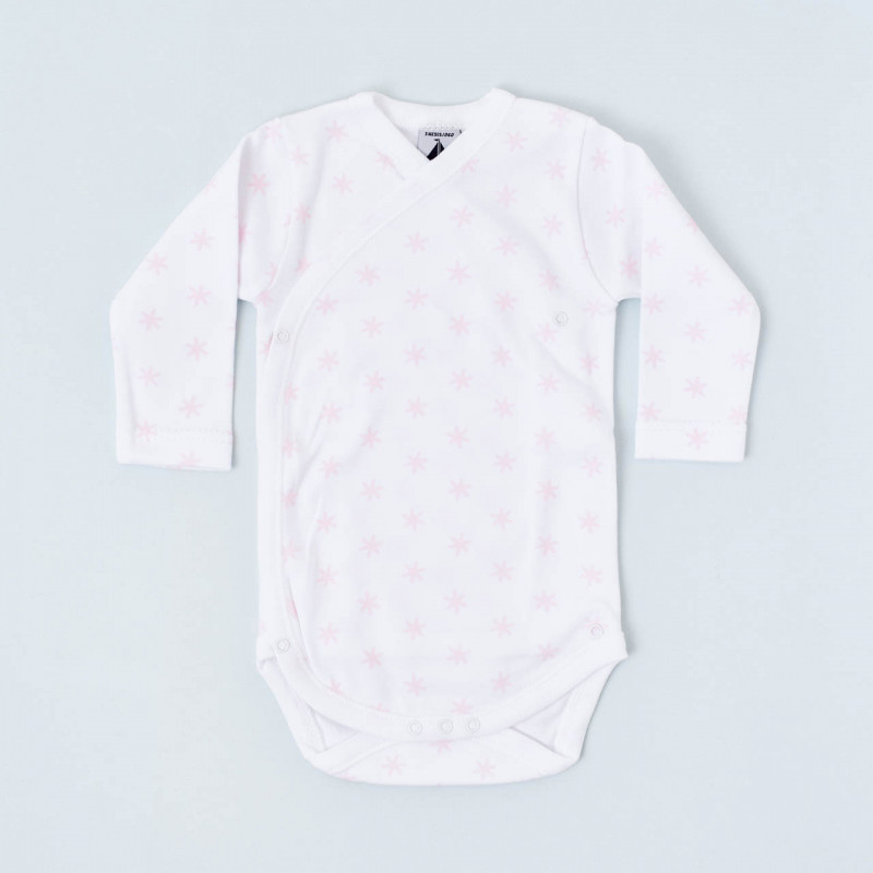 Body Bebé Cruzado Blanco con Estrellas Rosas Babidú