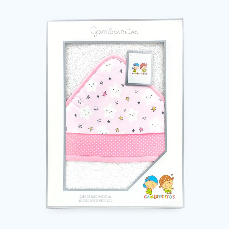 Capa Baño Blanca Modelo Estrellitas Rosa
